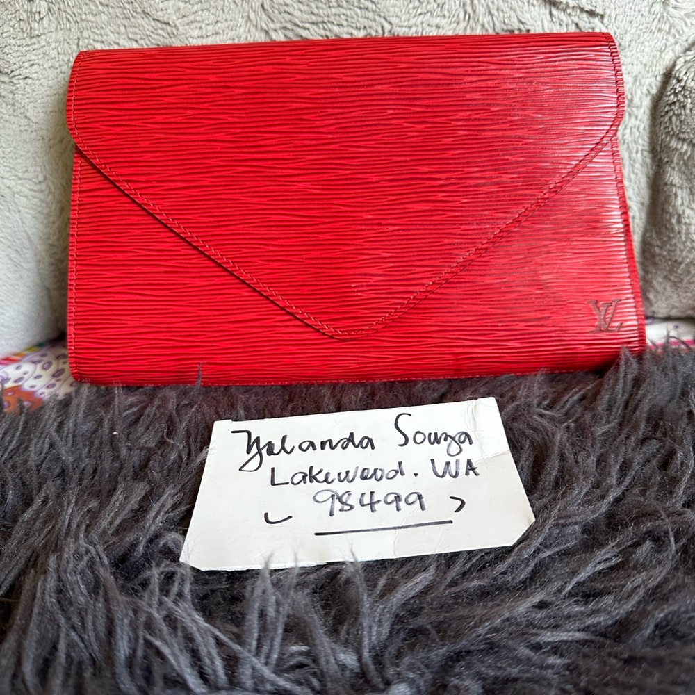 Louis Vuitton Epi Leather Art Deco Clutch Bag Crossbody In Red